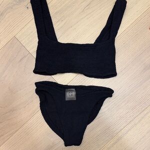 Hunza G Charcoal Textured Swimwear